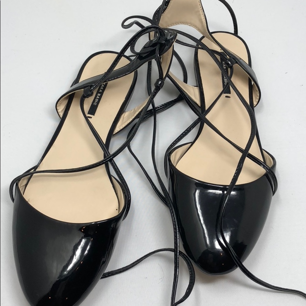 Zara lace up flats sz 38 and 37 - Picture 2 of 3
